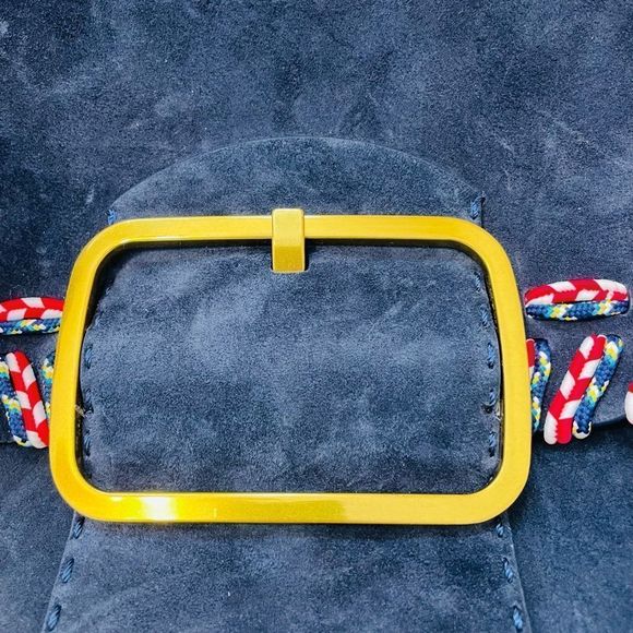 Tory Burch Sawyer Stitch Navy Suede Leather Shoulder Bag - Picture 6 of 11